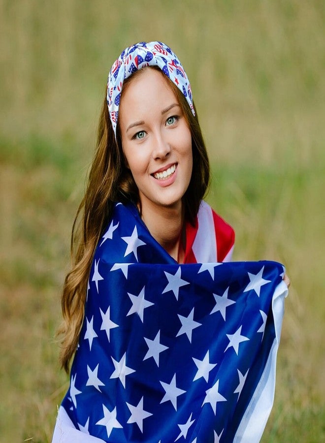 ZHAZHANIU White American Flag Headbands for Women 4th of July Headband Patriotic USA Bow Star Knotted Hair Hoop Wide Independence Day for Hair Accessories - Image 4